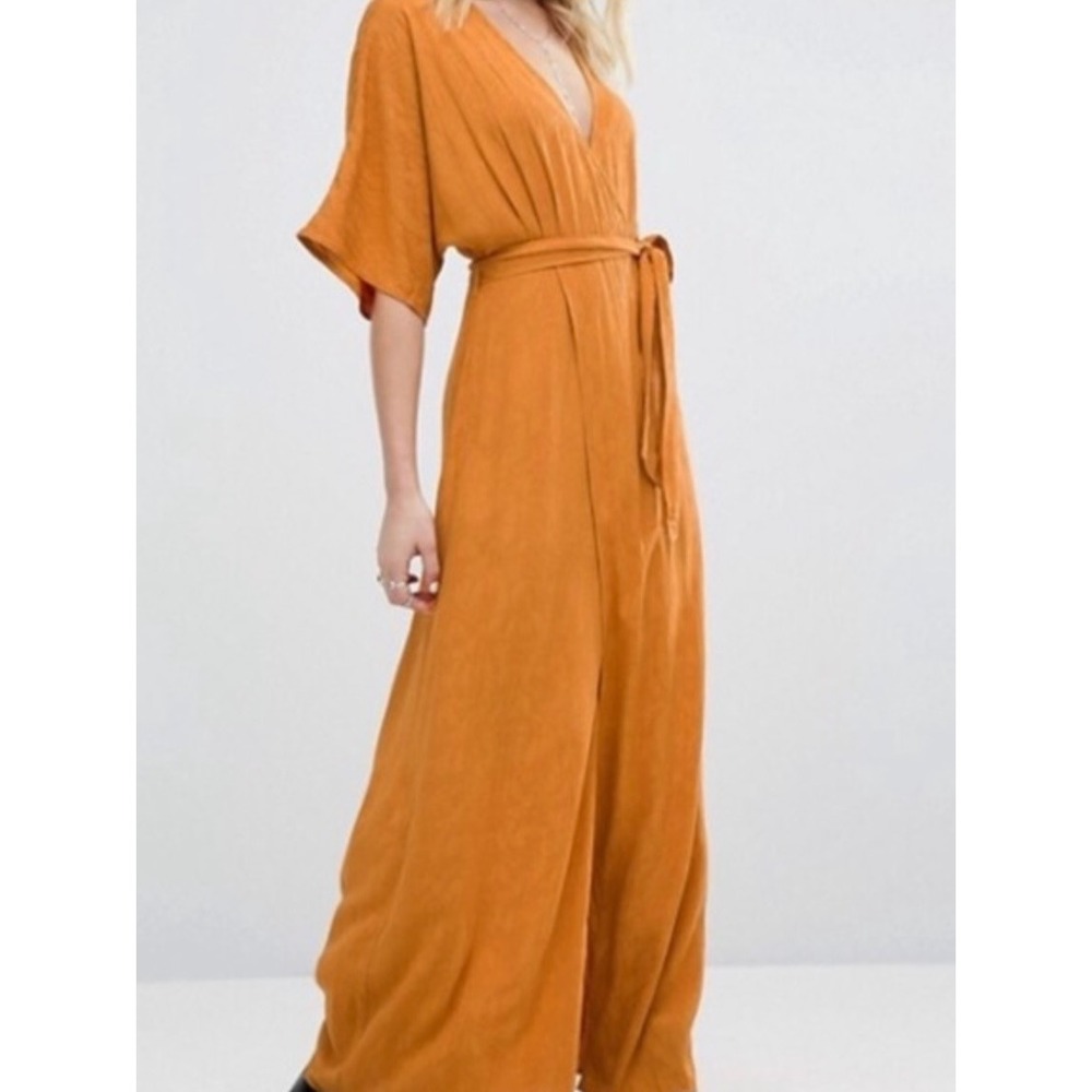 Honey Belle Ochre Floral Jacquard Wrap Style Maxi Dress Kimono Sleeve Boho Small